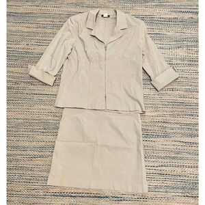 Vintage Eye Candy Juniors Skirt Suit L/XL Beige Full Zip Cropped Grunge 90s Y2K